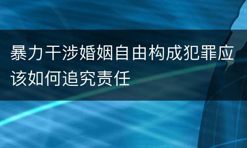 暴力干涉婚姻自由构成犯罪应该如何追究责任