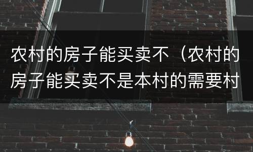 农村的房子能买卖不（农村的房子能买卖不是本村的需要村委会出具什么证明）