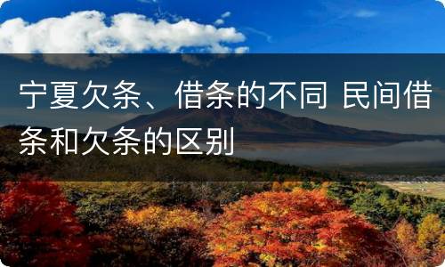 宁夏欠条、借条的不同 民间借条和欠条的区别