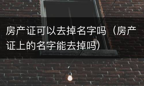 房产证可以去掉名字吗（房产证上的名字能去掉吗）
