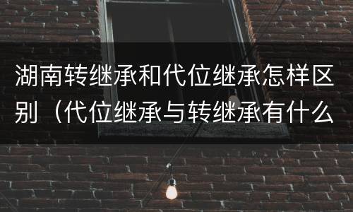 湖南转继承和代位继承怎样区别（代位继承与转继承有什么区别）