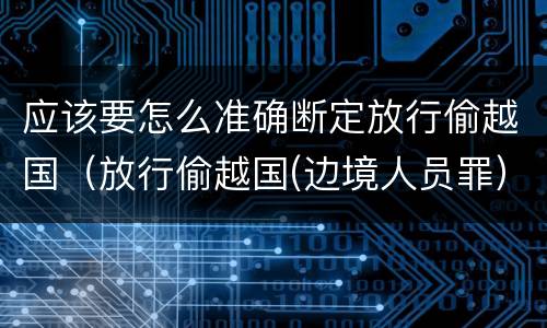 应该要怎么准确断定放行偷越国（放行偷越国(边境人员罪）