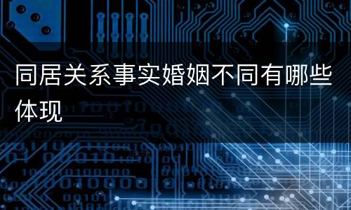 同居关系事实婚姻不同有哪些体现