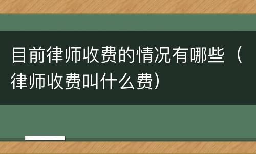 目前律师收费的情况有哪些（律师收费叫什么费）