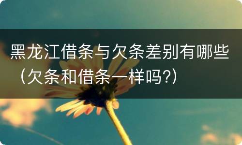 黑龙江借条与欠条差别有哪些（欠条和借条一样吗?）