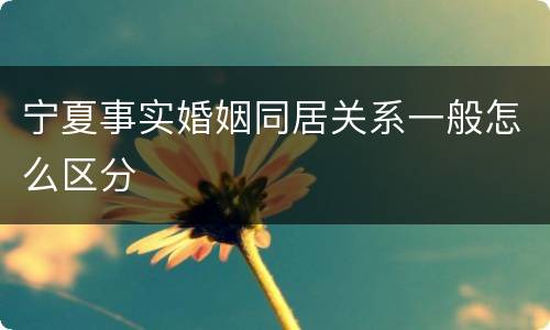 宁夏事实婚姻同居关系一般怎么区分