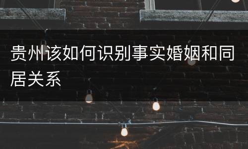 贵州该如何识别事实婚姻和同居关系