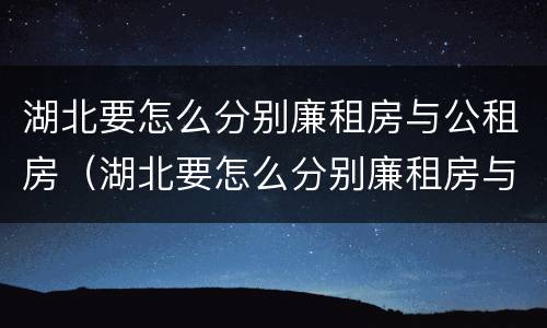 湖北要怎么分别廉租房与公租房（湖北要怎么分别廉租房与公租房的区别）