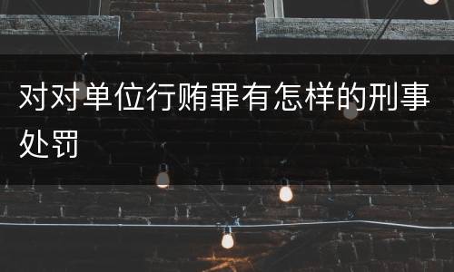 对对单位行贿罪有怎样的刑事处罚