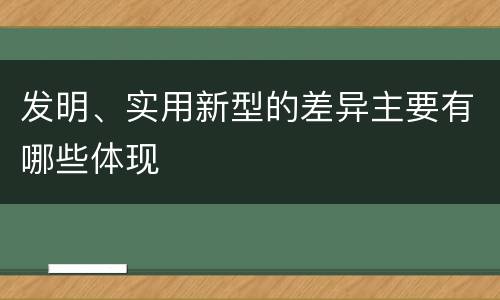 发明、实用新型的差异主要有哪些体现
