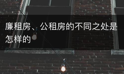 廉租房、公租房的不同之处是怎样的