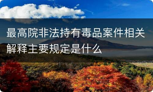 最高院非法持有毒品案件相关解释主要规定是什么