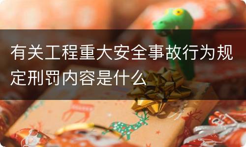 有关工程重大安全事故行为规定刑罚内容是什么