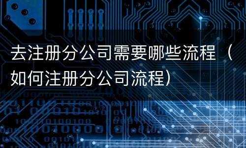 去注册分公司需要哪些流程（如何注册分公司流程）