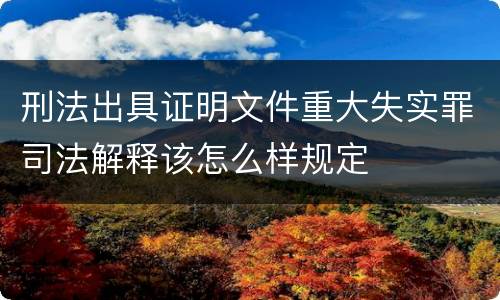 刑法出具证明文件重大失实罪司法解释该怎么样规定