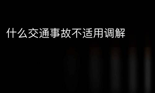 什么交通事故不适用调解