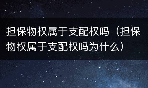 担保物权属于支配权吗（担保物权属于支配权吗为什么）