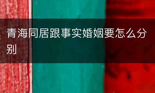 青海同居跟事实婚姻要怎么分别