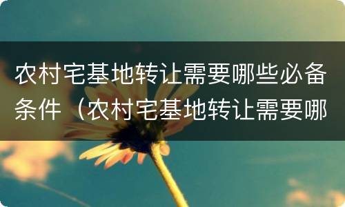 农村宅基地转让需要哪些必备条件（农村宅基地转让需要哪些必备条件和手续）