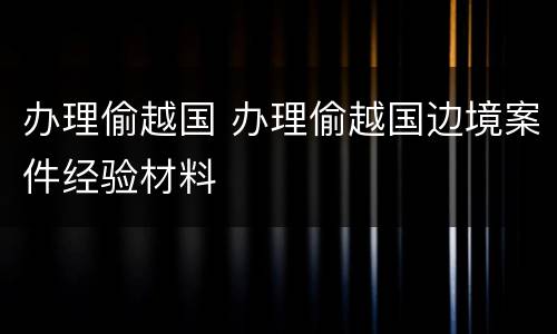 办理偷越国 办理偷越国边境案件经验材料