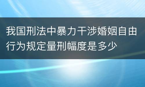 我国刑法中暴力干涉婚姻自由行为规定量刑幅度是多少