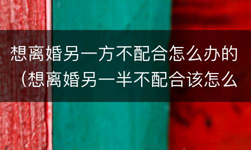 想离婚另一方不配合怎么办的（想离婚另一半不配合该怎么弄?）