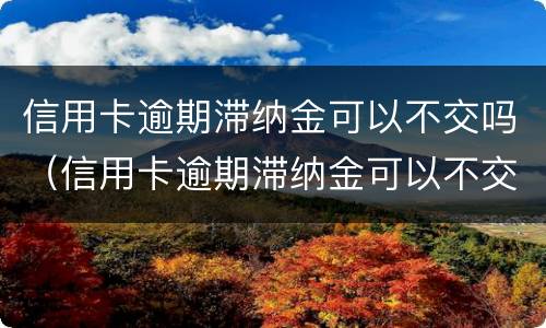 信用卡逾期滞纳金可以不交吗（信用卡逾期滞纳金可以不交吗）
