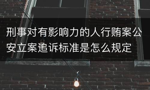 刑事对有影响力的人行贿案公安立案追诉标准是怎么规定
