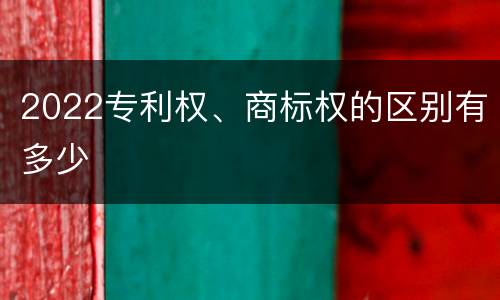2022专利权、商标权的区别有多少