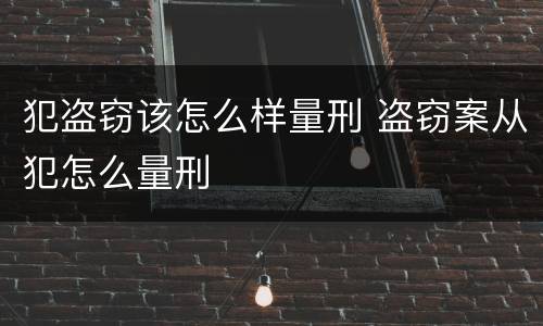 犯盗窃该怎么样量刑 盗窃案从犯怎么量刑