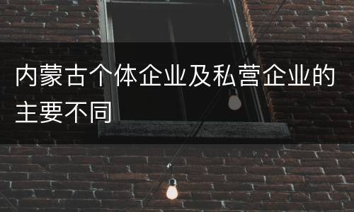 内蒙古个体企业及私营企业的主要不同