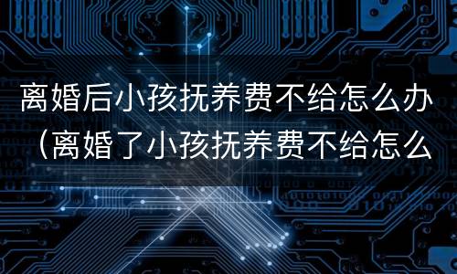 离婚后小孩抚养费不给怎么办（离婚了小孩抚养费不给怎么办）