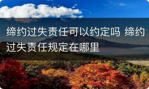 缔约过失责任可以约定吗 缔约过失责任规定在哪里