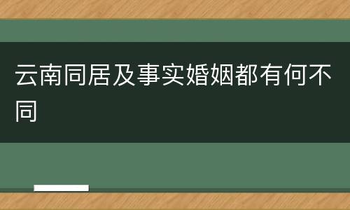云南同居及事实婚姻都有何不同