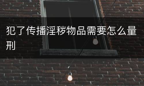 犯了传播淫秽物品需要怎么量刑
