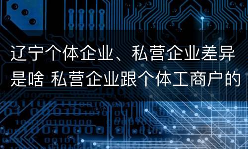 辽宁个体企业、私营企业差异是啥 私营企业跟个体工商户的区别