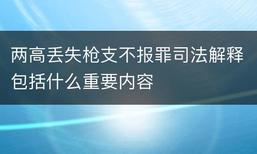 两高丢失枪支不报罪司法解释包括什么重要内容