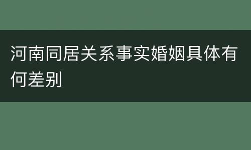 河南同居关系事实婚姻具体有何差别