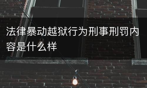 法律暴动越狱行为刑事刑罚内容是什么样