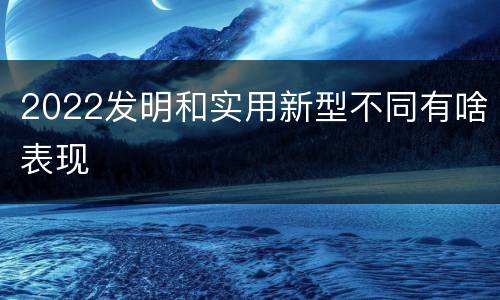 2022发明和实用新型不同有啥表现