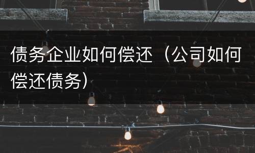 债务企业如何偿还（公司如何偿还债务）