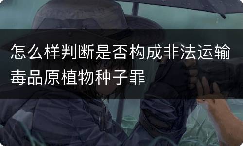 怎么样判断是否构成非法运输毒品原植物种子罪