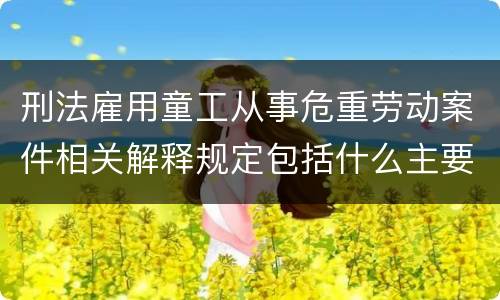 刑法雇用童工从事危重劳动案件相关解释规定包括什么主要内容