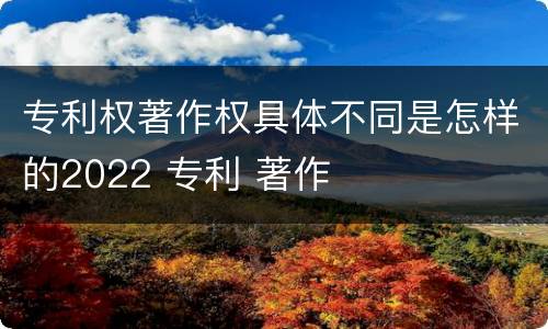 专利权著作权具体不同是怎样的2022 专利 著作