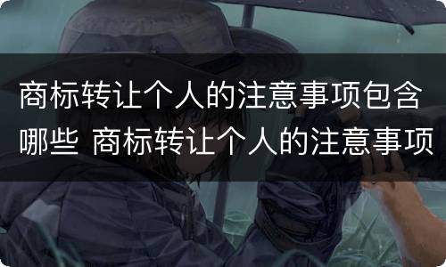 商标转让个人的注意事项包含哪些 商标转让个人的注意事项包含哪些项目