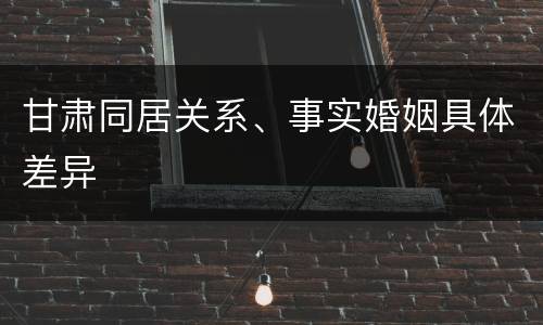 甘肃同居关系、事实婚姻具体差异