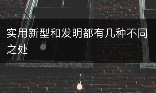 实用新型和发明都有几种不同之处