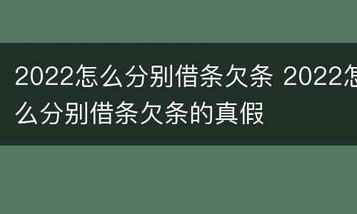 2022怎么分别借条欠条 2022怎么分别借条欠条的真假