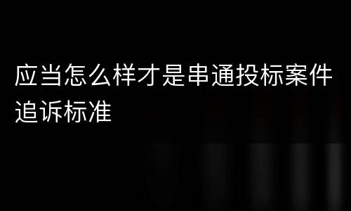 应当怎么样才是串通投标案件追诉标准