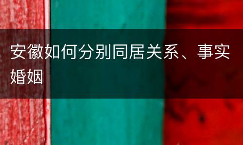 安徽如何分别同居关系、事实婚姻